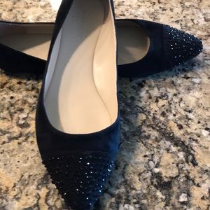 Nine West Black Suede Flats Sz 10